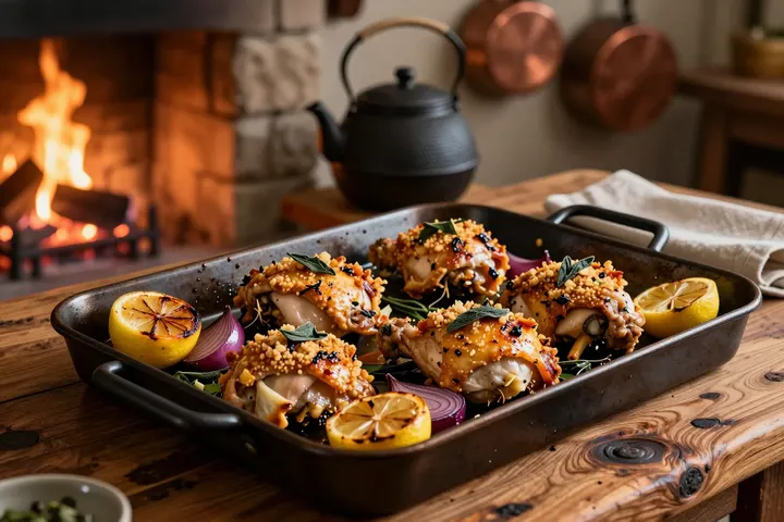 Herb-Roast Chicken Thighs with Sage & Onions
